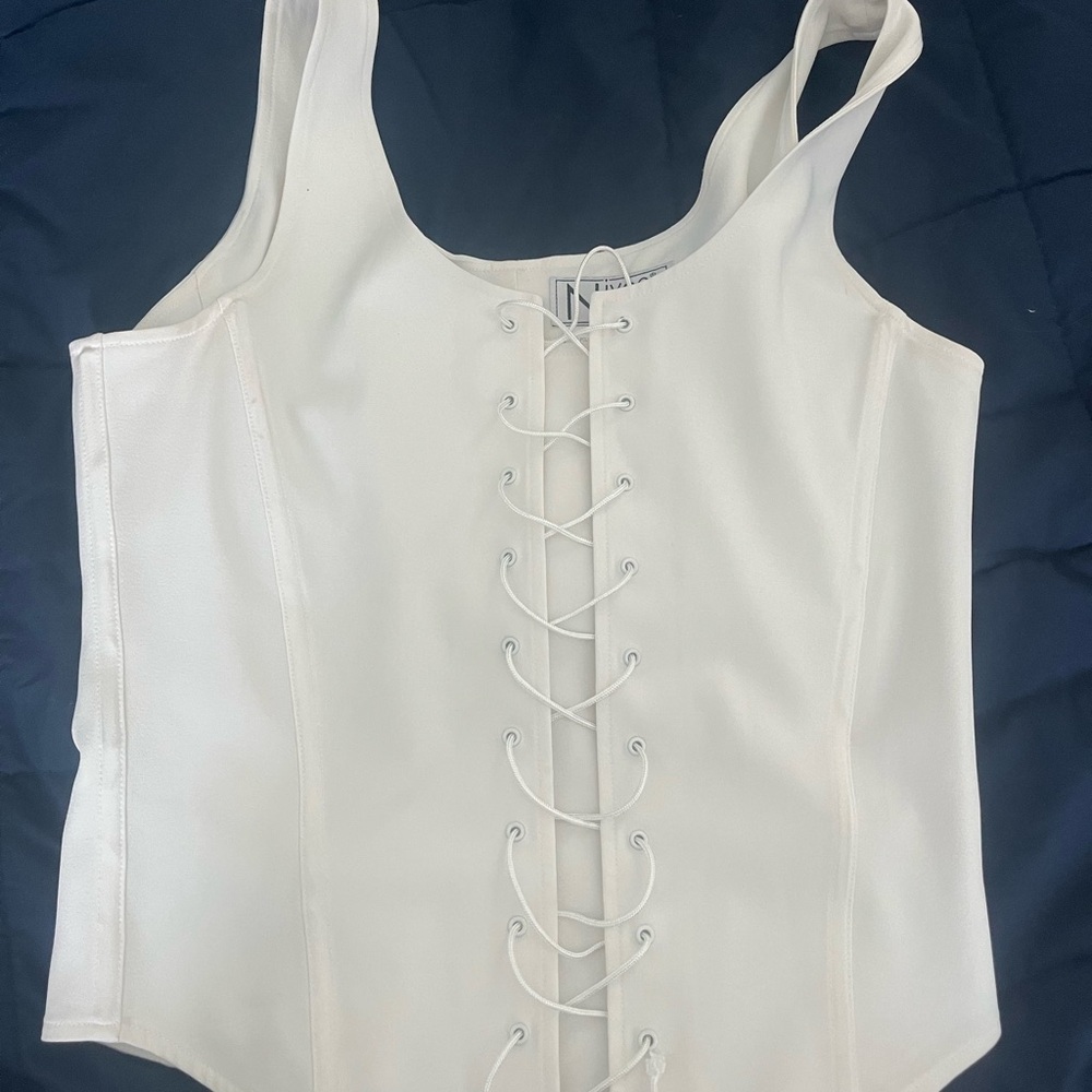Vintage White Lace-Up Corset Top